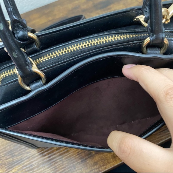 Coach Zoe Black Satchel with Gold Accents - Picture 10 of 15